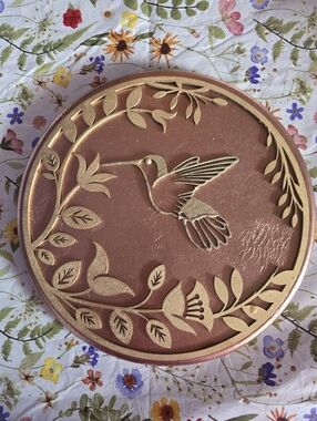 Round 10" Hummingbird Wall Plaque in Rose Gold and Gold